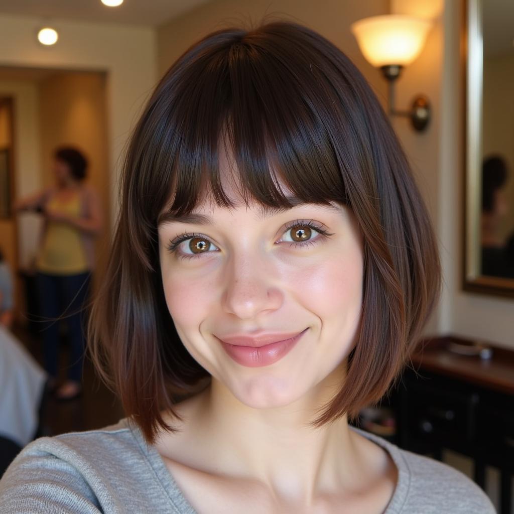 Kiểu tóc a line bob with bangs đẹp tại Hà Nội