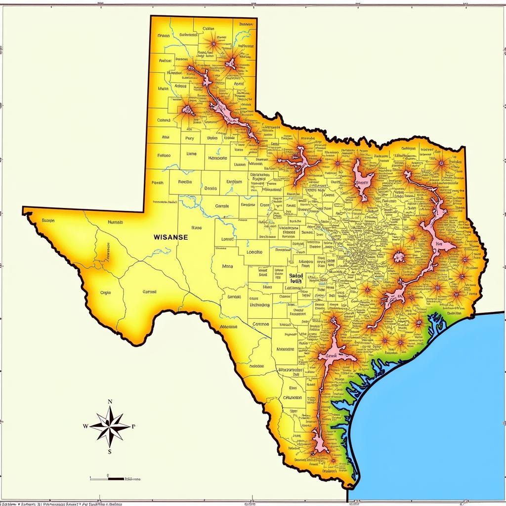 Bản đồ tiểu bang Texas: Khám phá vùng đất của sao đơn độc và tinh thần phiêu lưu