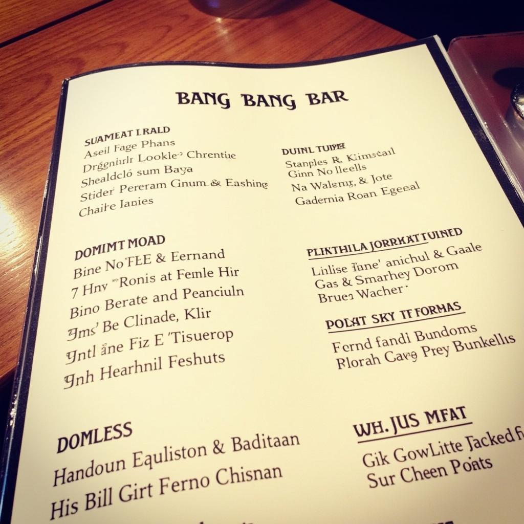 Thực đơn phong phú tại Bang Bang Bar