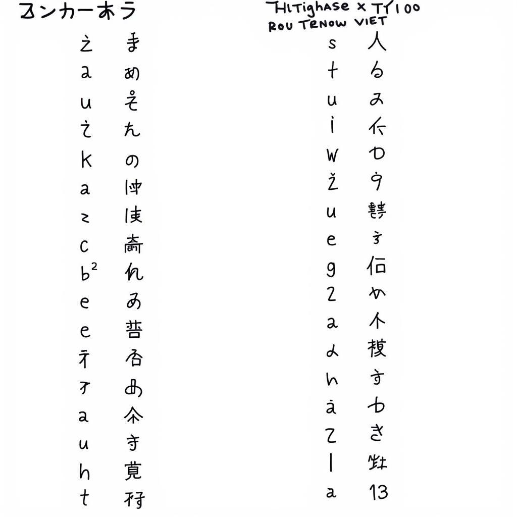 Bảng Chữ Hiragana