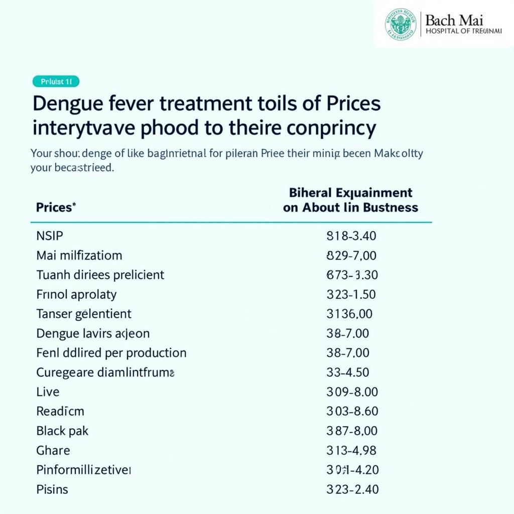 Bảng giá điều trị sốt xuất huyết tại Bệnh viện Bạch Mai