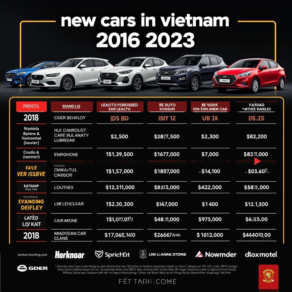 Bảng giá xe ô tô mới nhất năm 2023