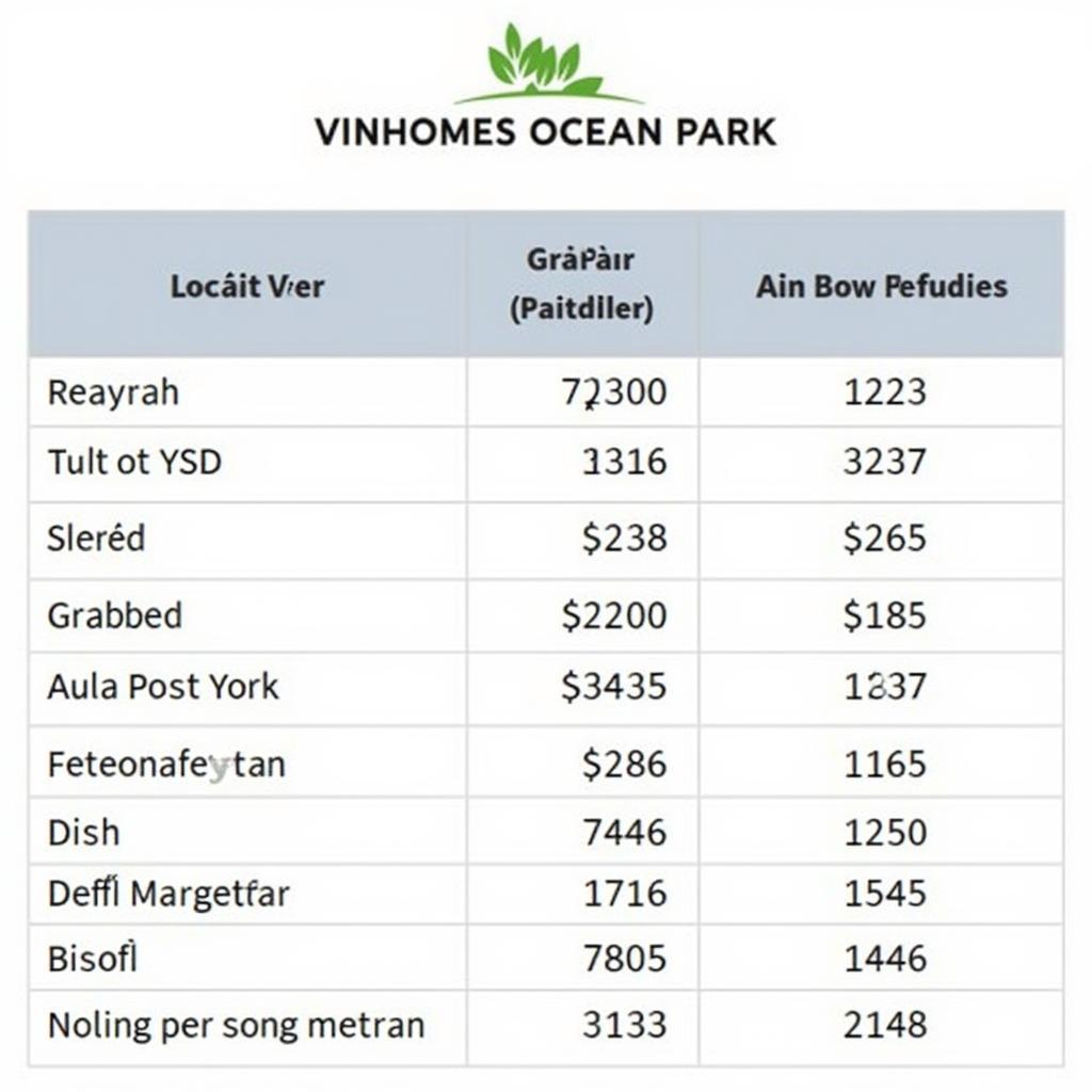 Bảng giá đất nền dự án Vinhomes Ocean Park, Quận Gia Lâm, Hà Nội