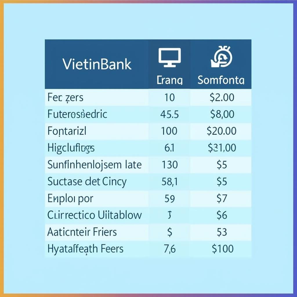 Bảng giá dịch vụ VietinBank