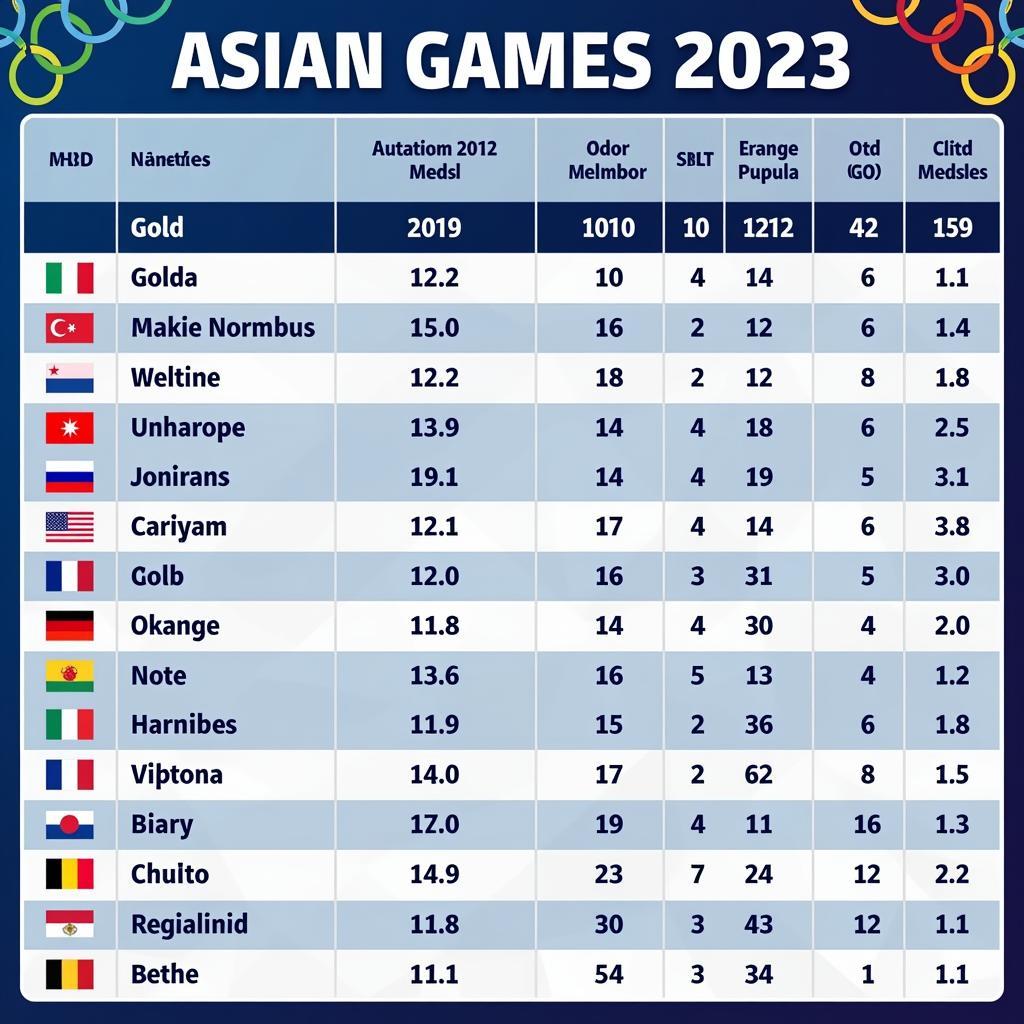 Bảng tổng sắp huy chương Asiad 2023