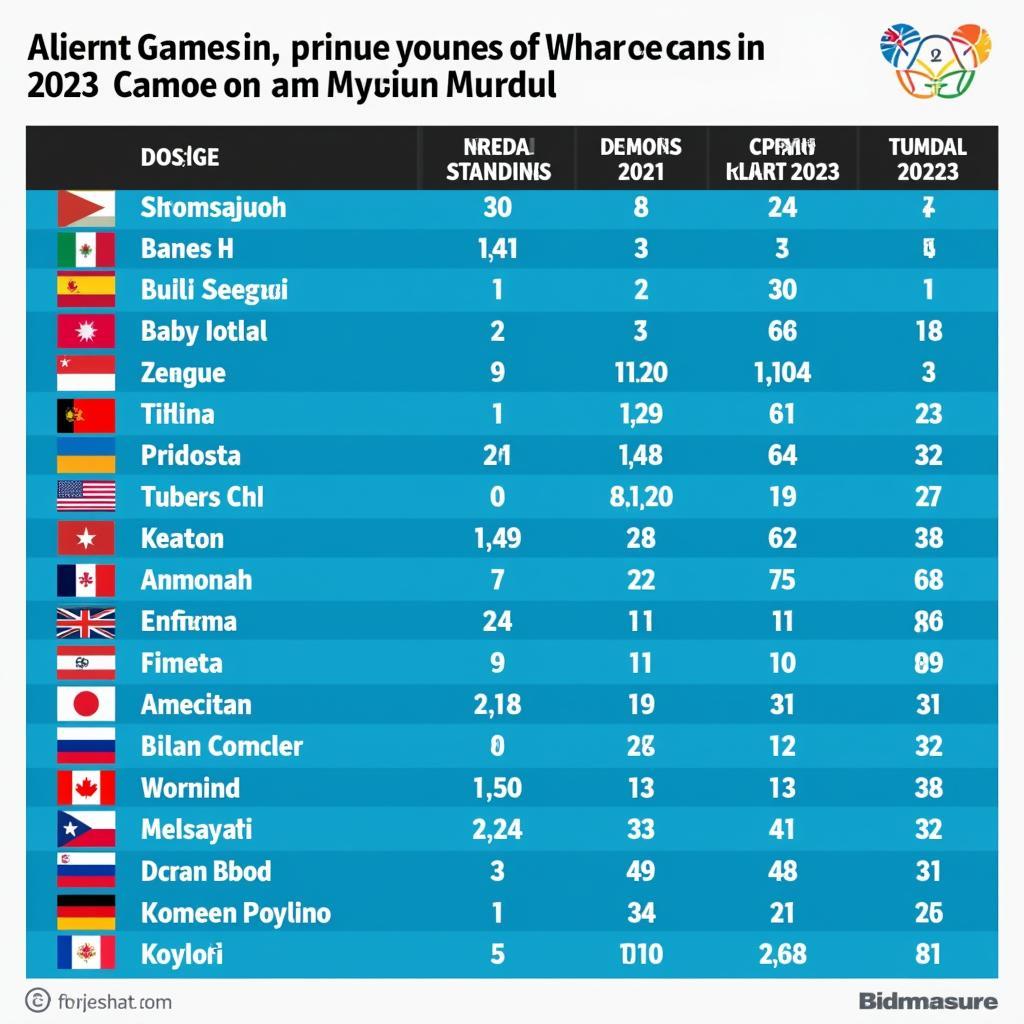 Bảng tổng sắp huy chương ASIAD 2023