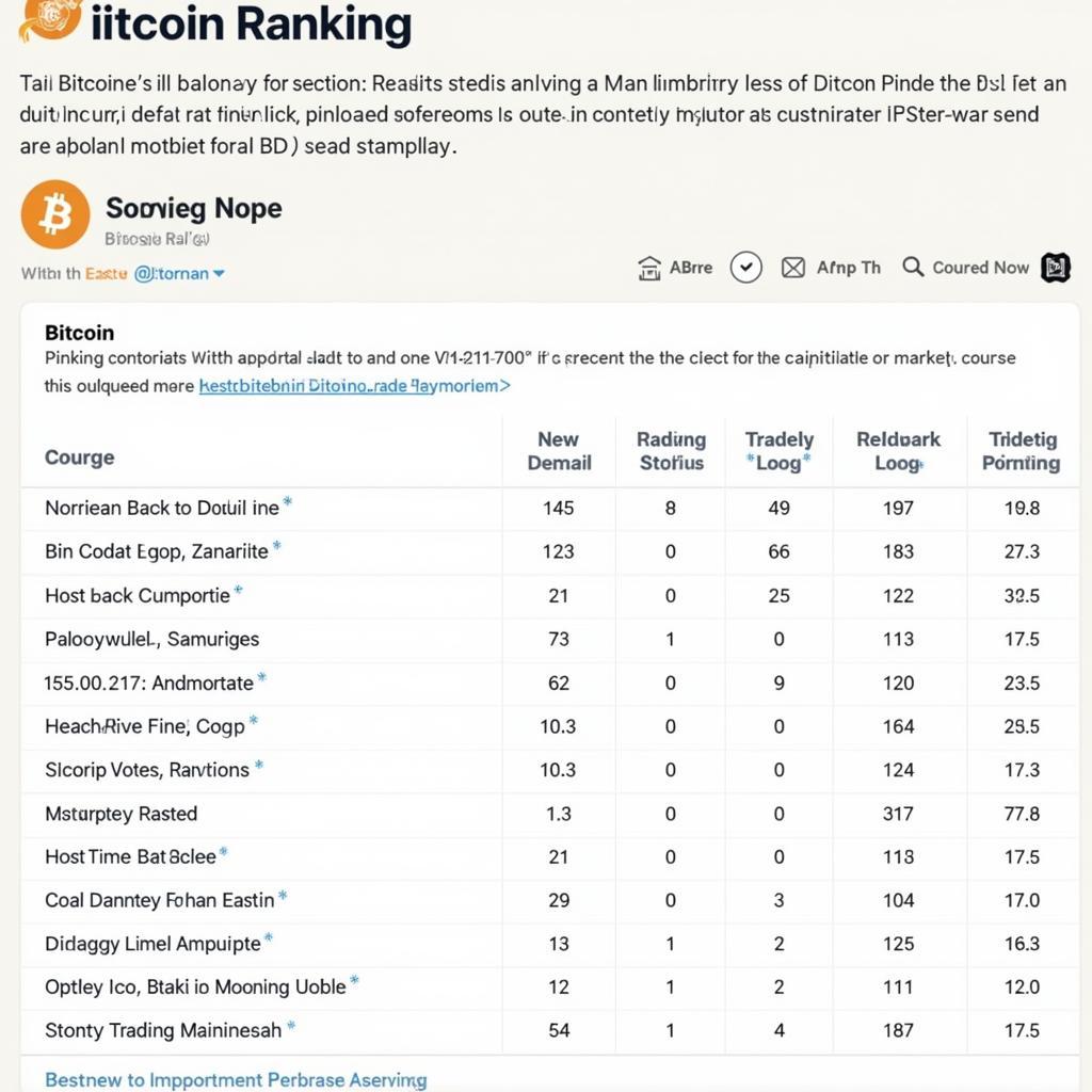 Bảng xếp hạng Bitcoin