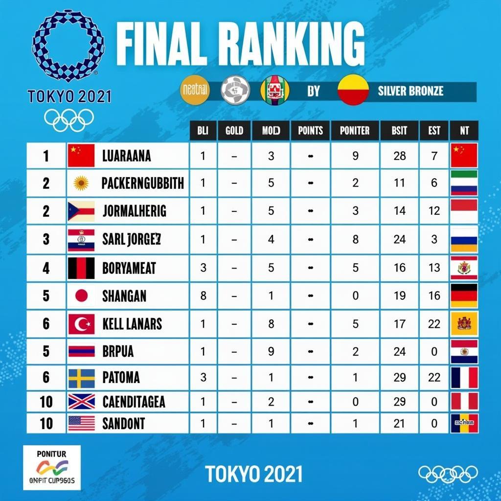 Bảng xếp hạng bóng đá Olympic Tokyo 2021