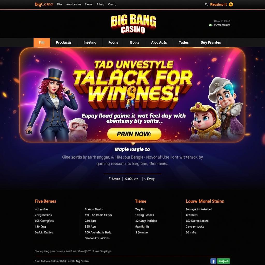 Hình ảnh quảng cáo Big Bang Casino trên website