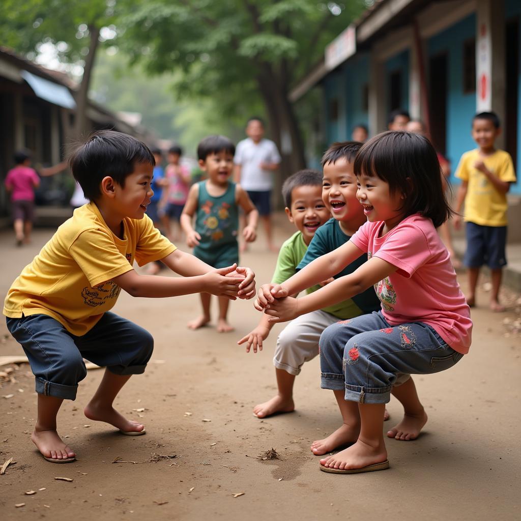 Hình ảnh trẻ em chơi trò chơi dân gian