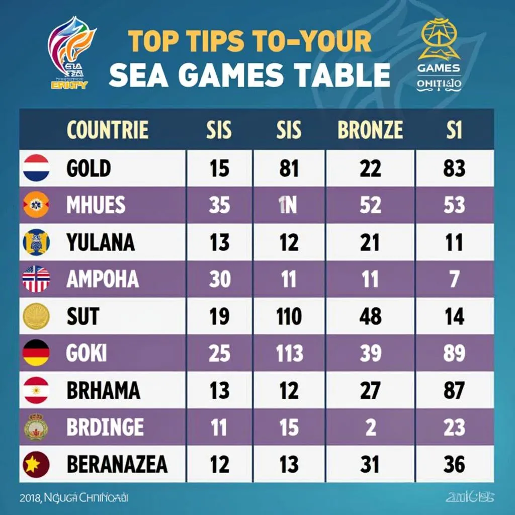 Bảng xếp hạng Sea Games 32 Top 10 quốc gia