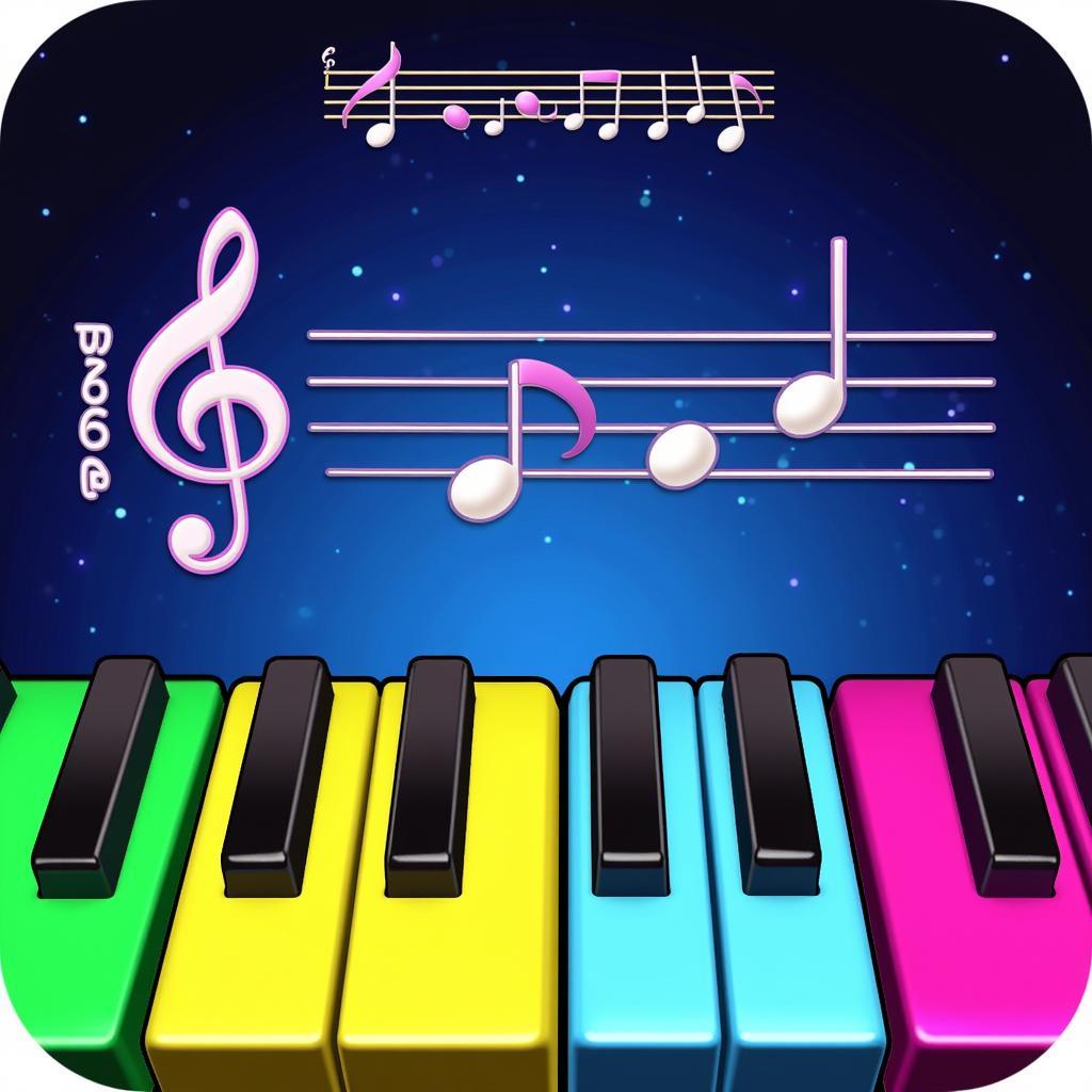 Day By Day Big Bang Piano game interface showing colorful piano keys and a musical score