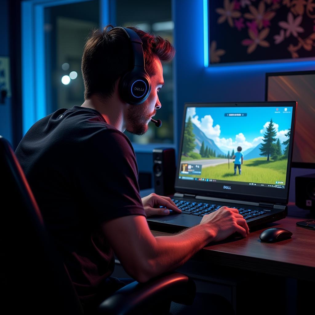 Dell Gaming Laptop i7: Người chơi đang chiến game