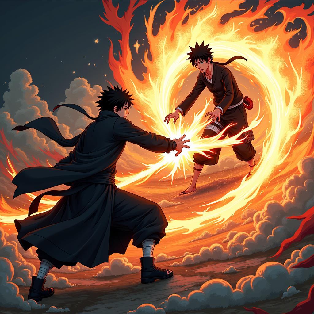 Getsuga Tenshou và Sharingan kết hợp trong combo Bleach vs Naruto