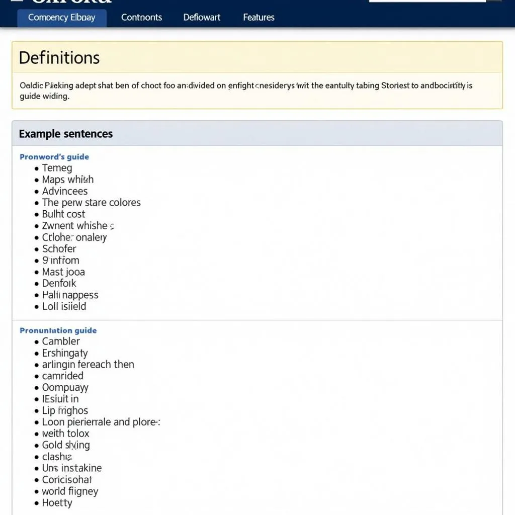 Giao diện Oxford Advanced Learner's Dictionary 9th edition