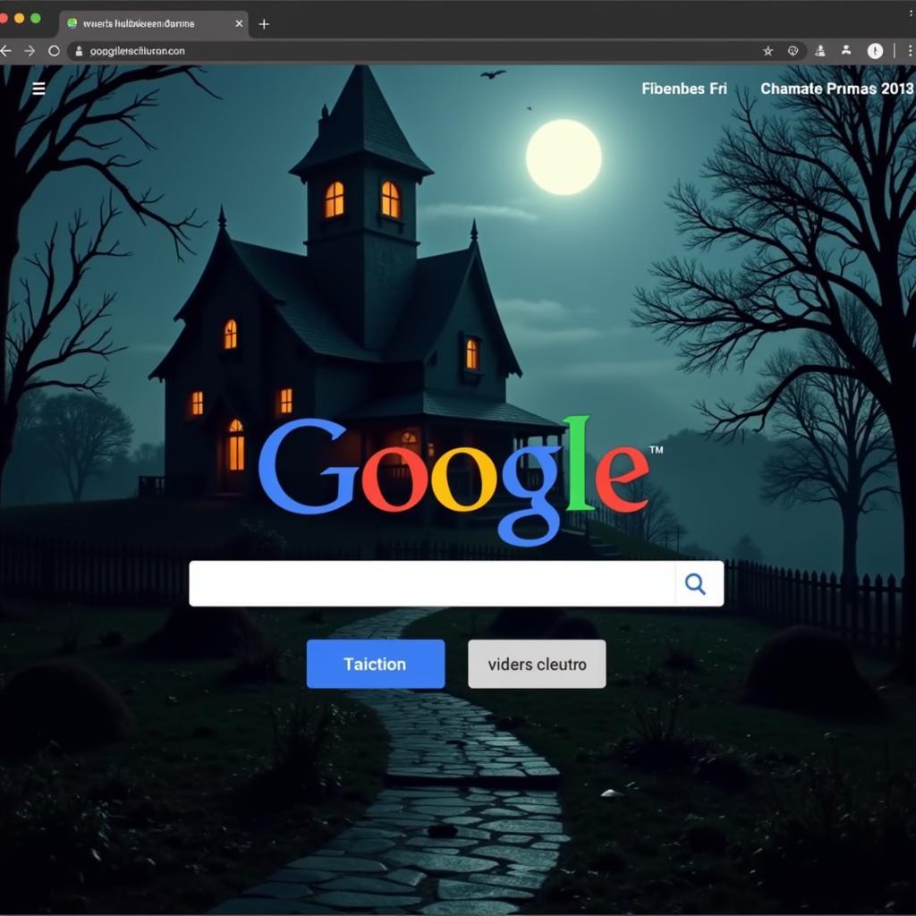 Google Halloween Game 2014: Hình ảnh về một lâu đài cổ kính, ma quái xuất hiện ngay trên trang chủ của Google