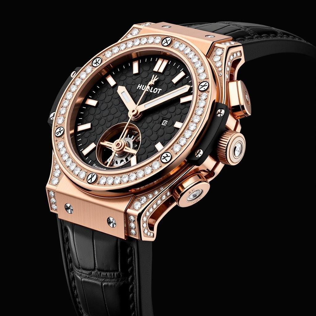 Hublot Big Bang Tourbillon Croco High Jewellery bộ máy tourbillon