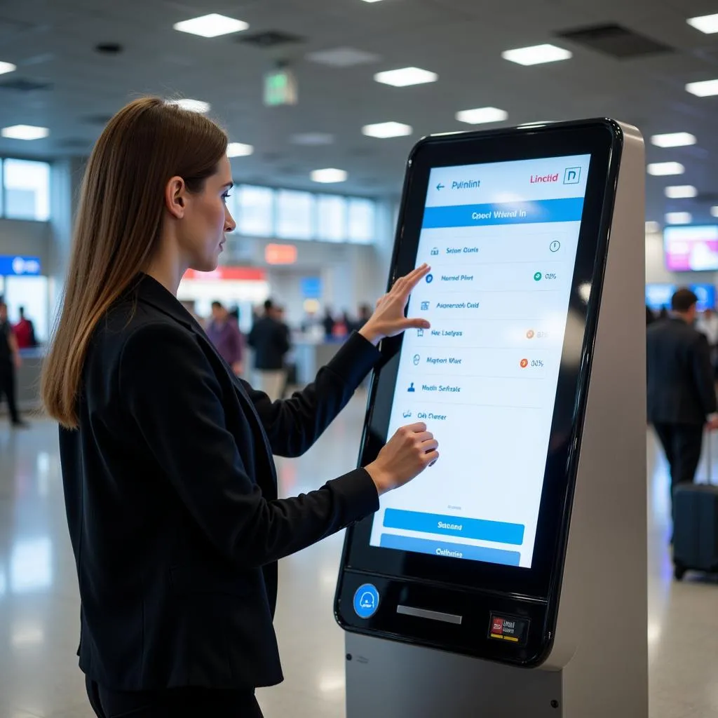 Hình ảnh kiosk check-in ở sân bay