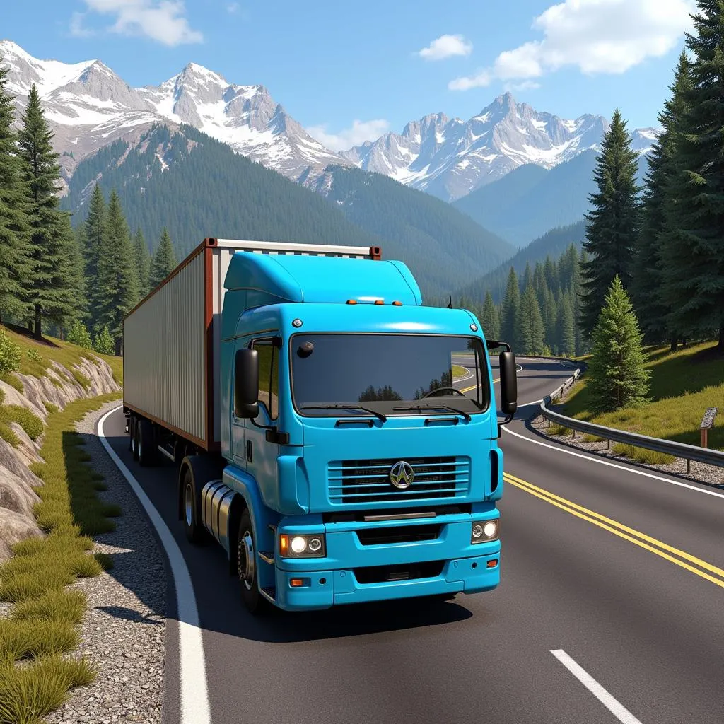 Game lái xe container truck vượt đường đèo hiểm trở