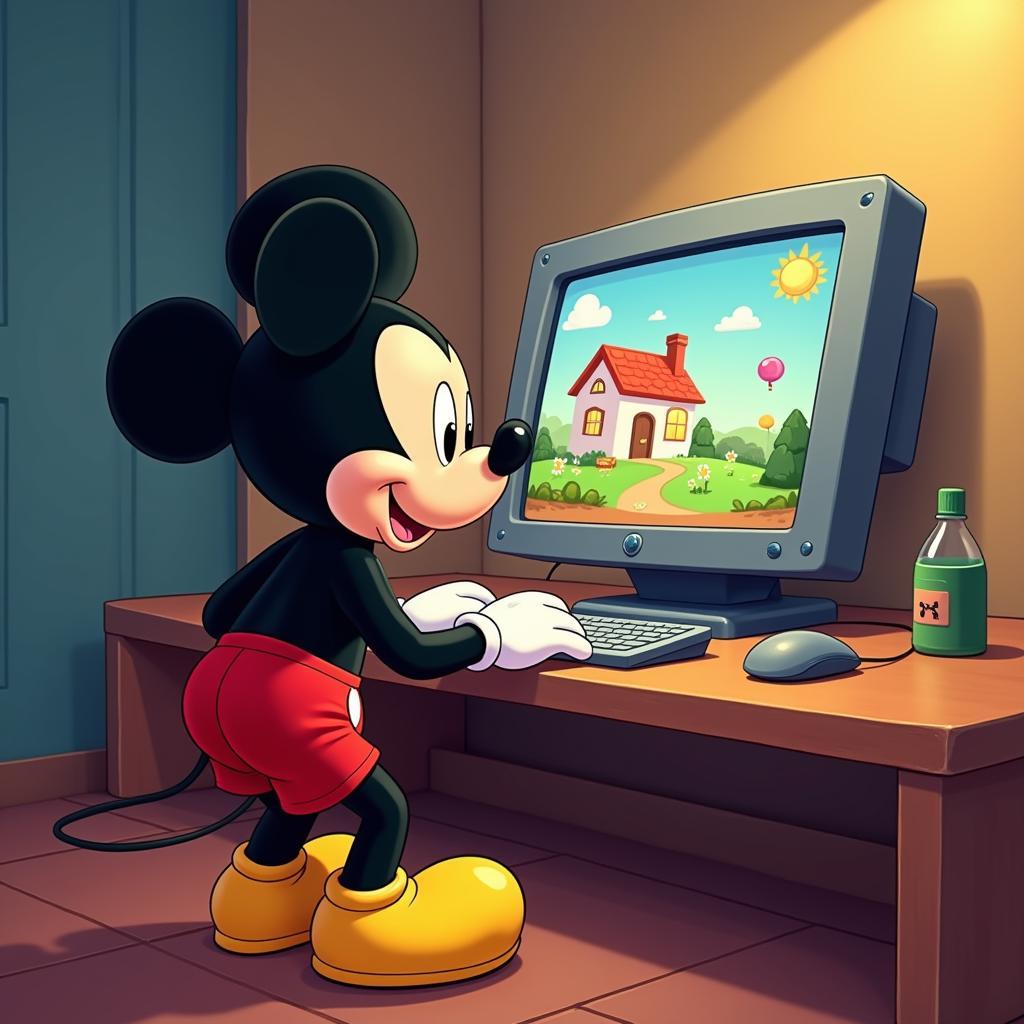 Mickey Mouse đang chơi game Mickey Nem Gỏi