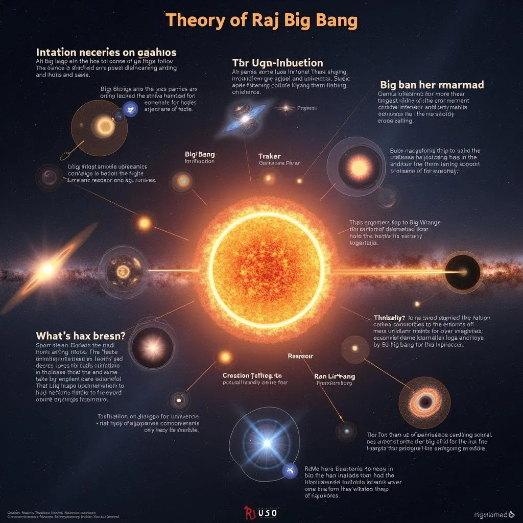 Hình ảnh mô tả về lý thuyết Raj Big Bang và sự khởi đầu của vũ trụ