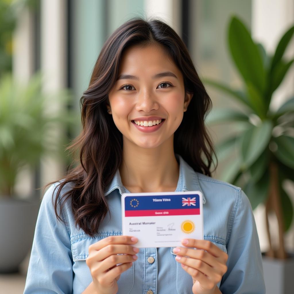 Nữ du học sinh Việt Nam hạnh phúc khi nhận được visa du học Úc online