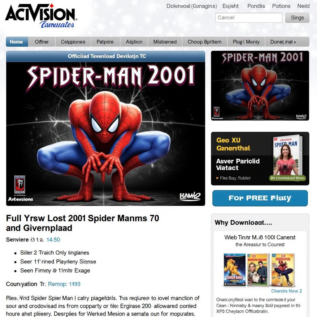 Tải game Spider-Man 2001 PC Full Version từ trang web chính thức của Activision