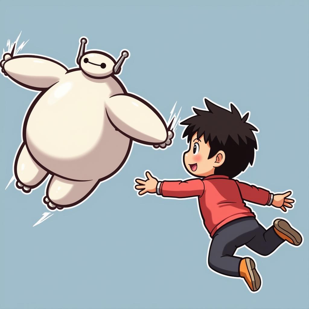 Baymax và Hiro cùng nhau chiến đấu trong game Bang Bang Baymax