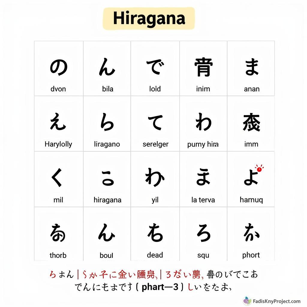 Bảng chữ cái Hiragana: Hệ thống chữ cái tiếng Nhật được viết dựa trên những nét uốn lượn mềm mại