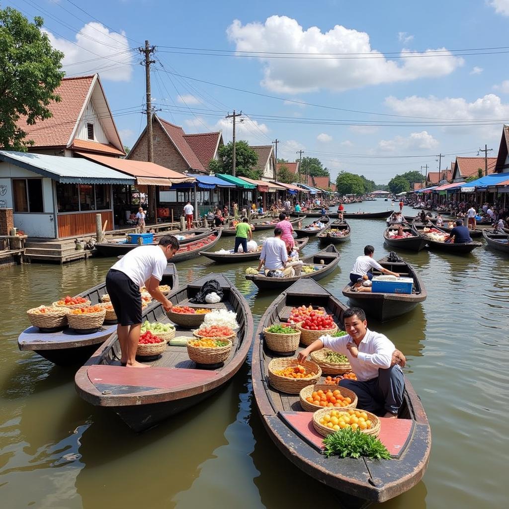 Chợ nổi Bang Nam Phueng có lịch sử lâu đời, từ thời kỳ Ayutthaya