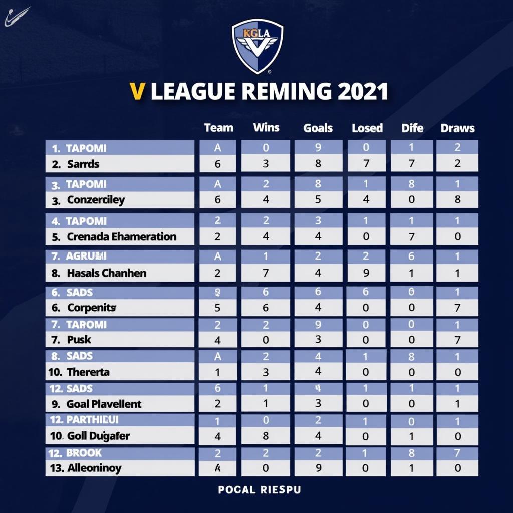 Bảng xếp hạng V League 2021