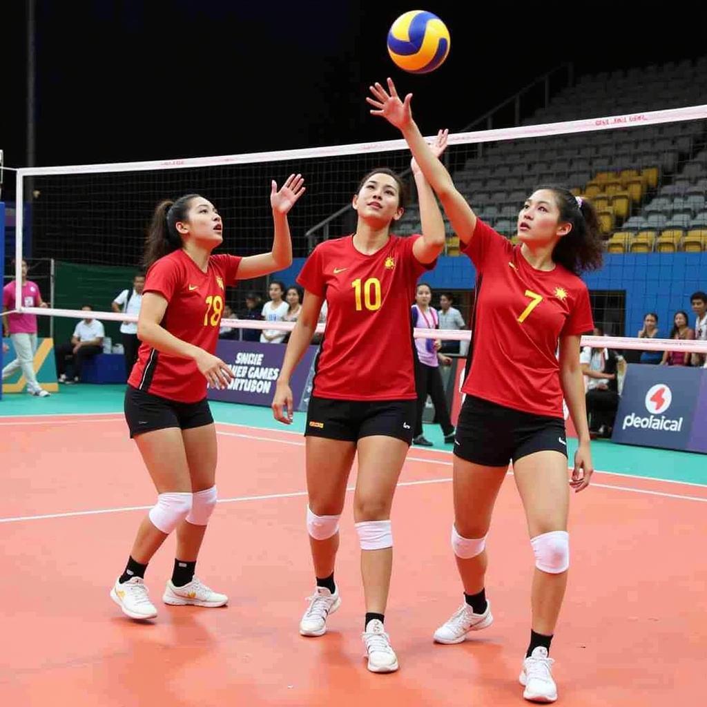 Các vận động viên bóng chuyền nữ Việt Nam thi đấu tại Sea Games 31