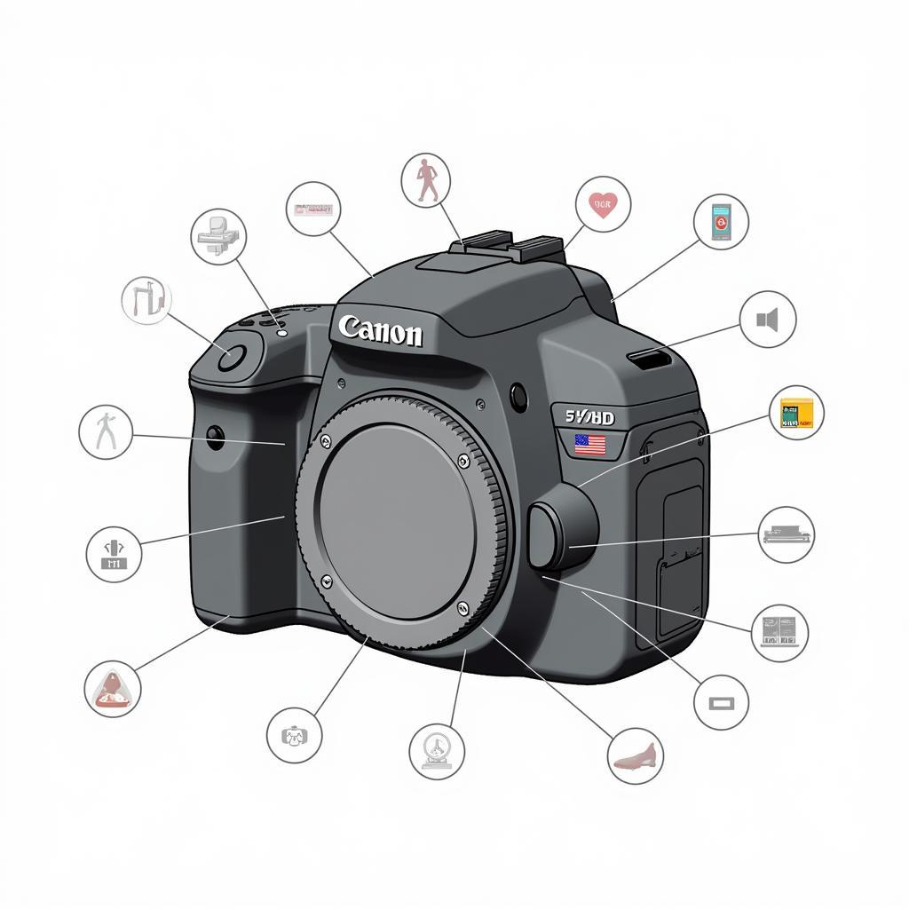 Canon 750D: Bố Trí Các Bộ Phận