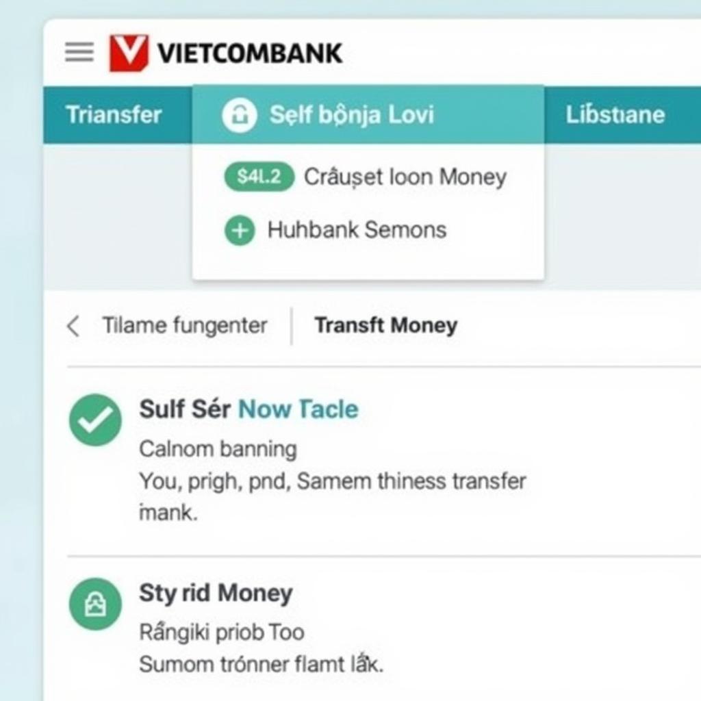 Giao diện chuyển tiền Internet Banking Vietcombank