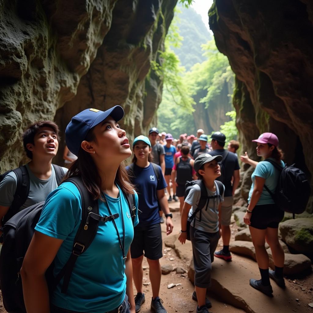 Khách du lịch khám phá động Phong Nha Kẻ Bàng