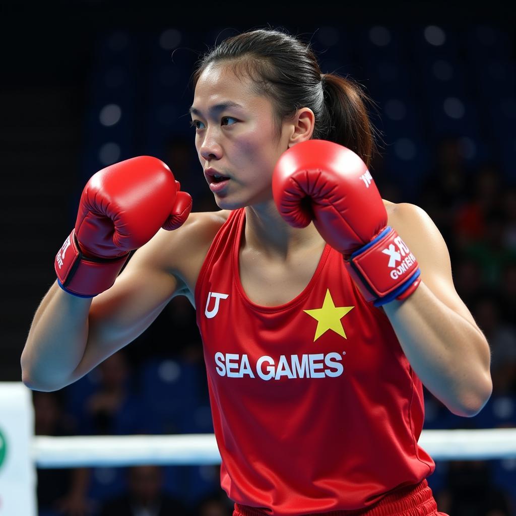 Võ sĩ Việt Nam thi đấu kickboxing tại Sea Games 2019