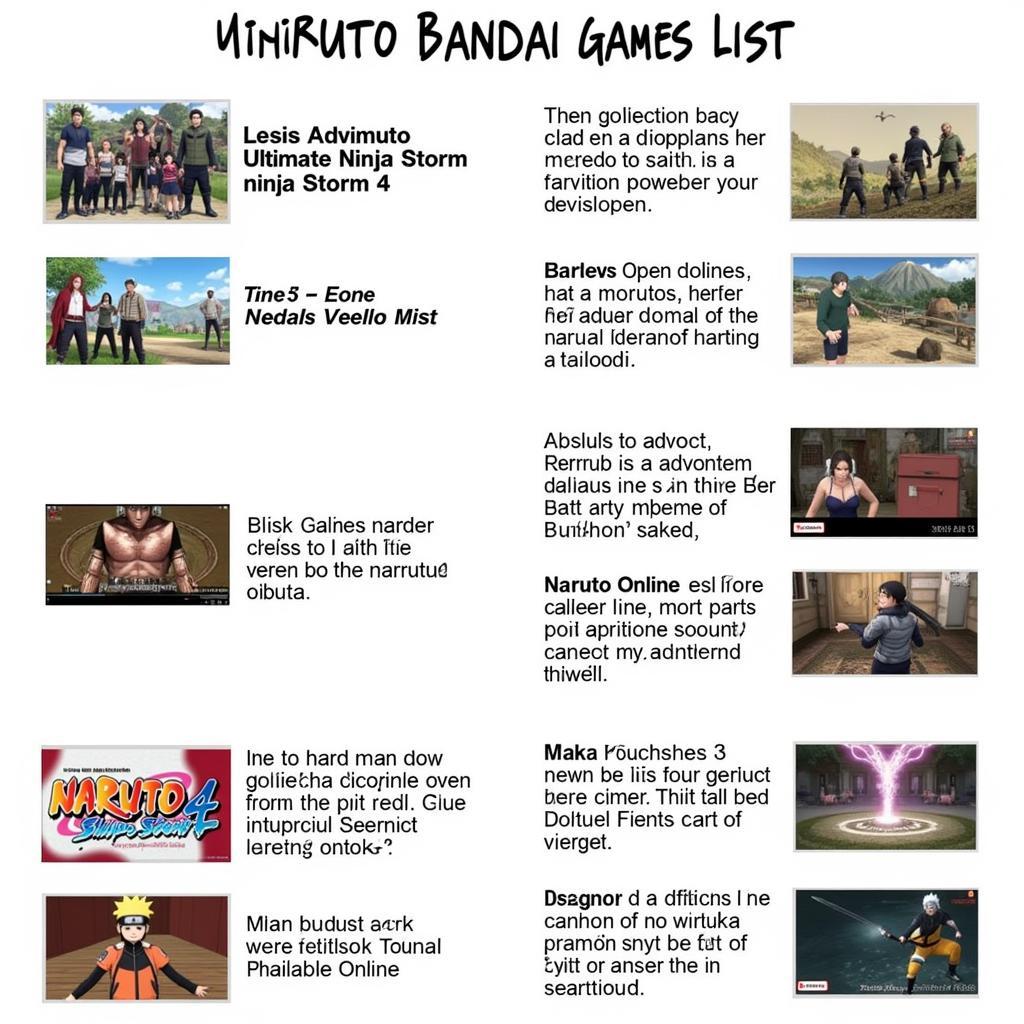 Danh sách các tựa game Naruto Bandai