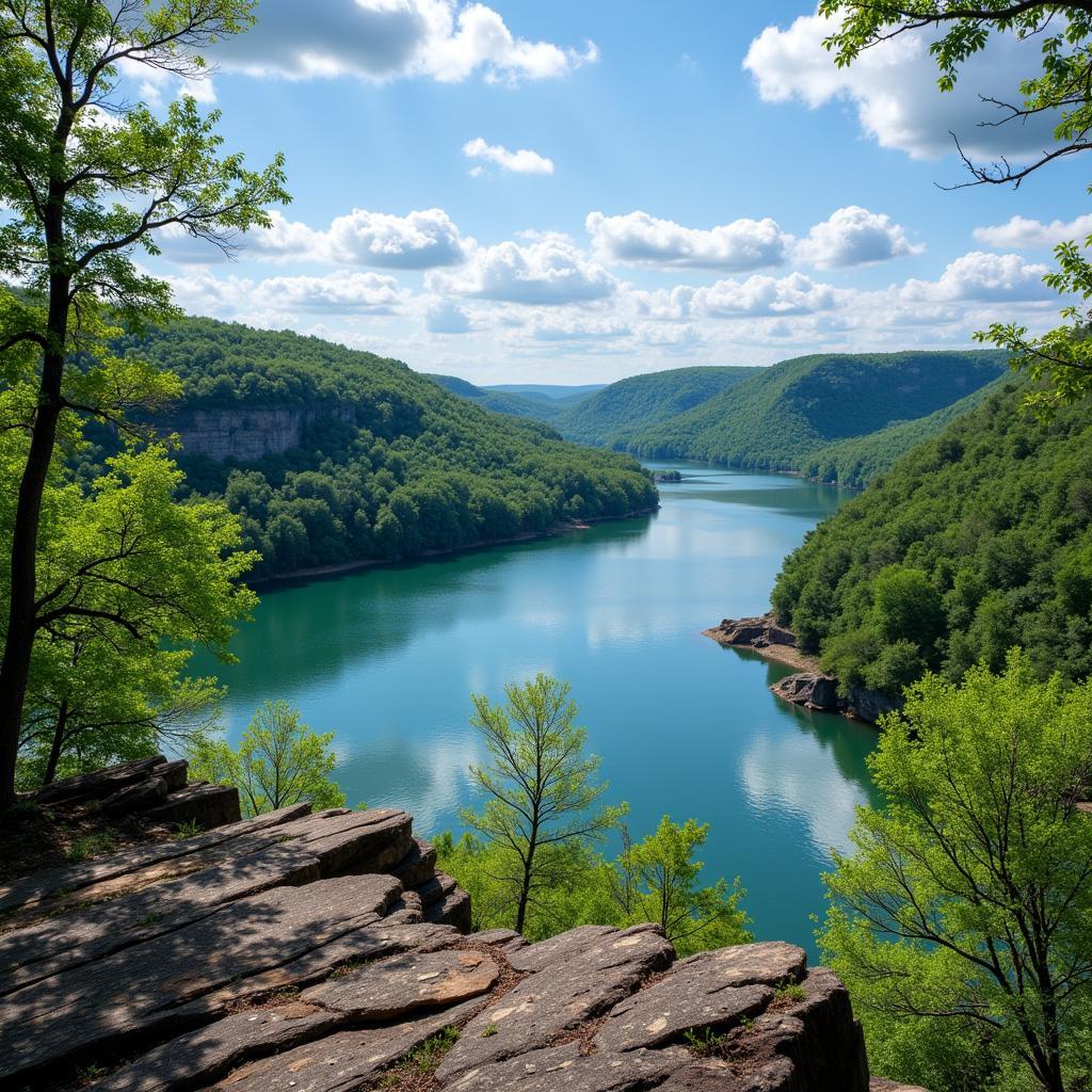 Hồ núi và sông suối thơ mộng ở Arkansas