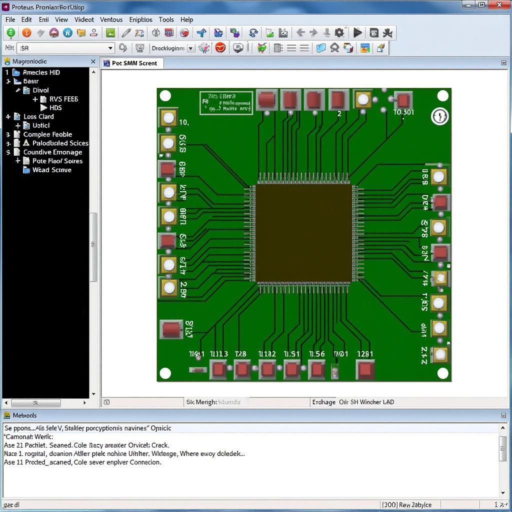 Giao diện phần mềm Proteus với các công cụ hỗ trợ thiết kế mạch điện tử và viết code ASM