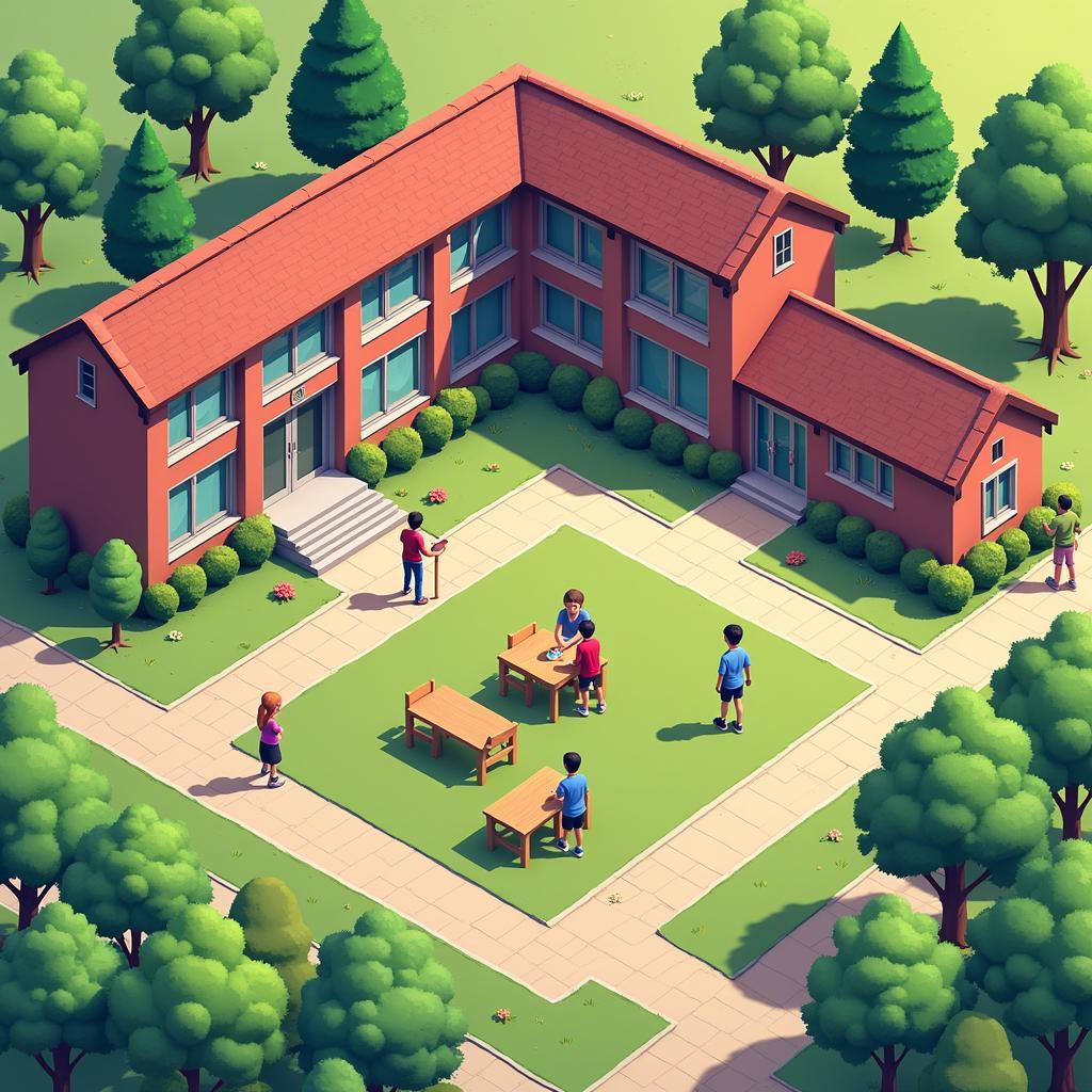 Hình ảnh minh họa cho việc khám phá trường học trong Sakura School Simulator