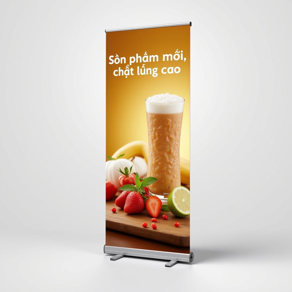 Standee cuốn giới thiệu sản phẩm mới