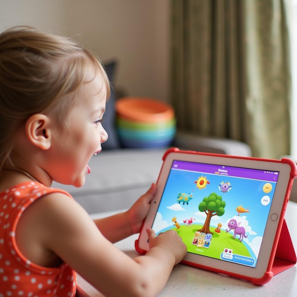 Toca Life World gameplay screenshot shows a child playing the game on a tablet