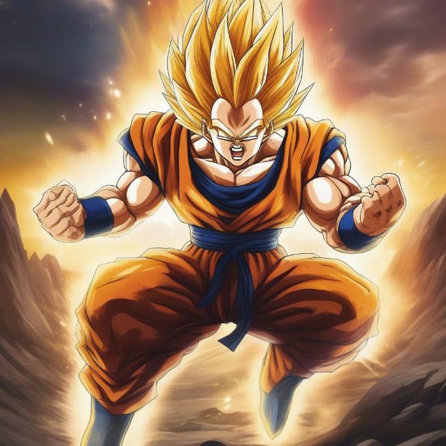 Chiến binh Saiyan mạnh mẽ tung chưởng Kamehameha