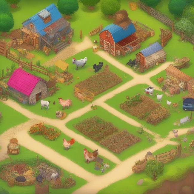 Giao diện chính game Happy Ranch với đầy đủ các tính năng