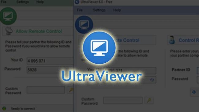 Giao diện chính UltraViewer hiển thị ID của bạn và ô nhập ID đối tác để kết nối từ xa.